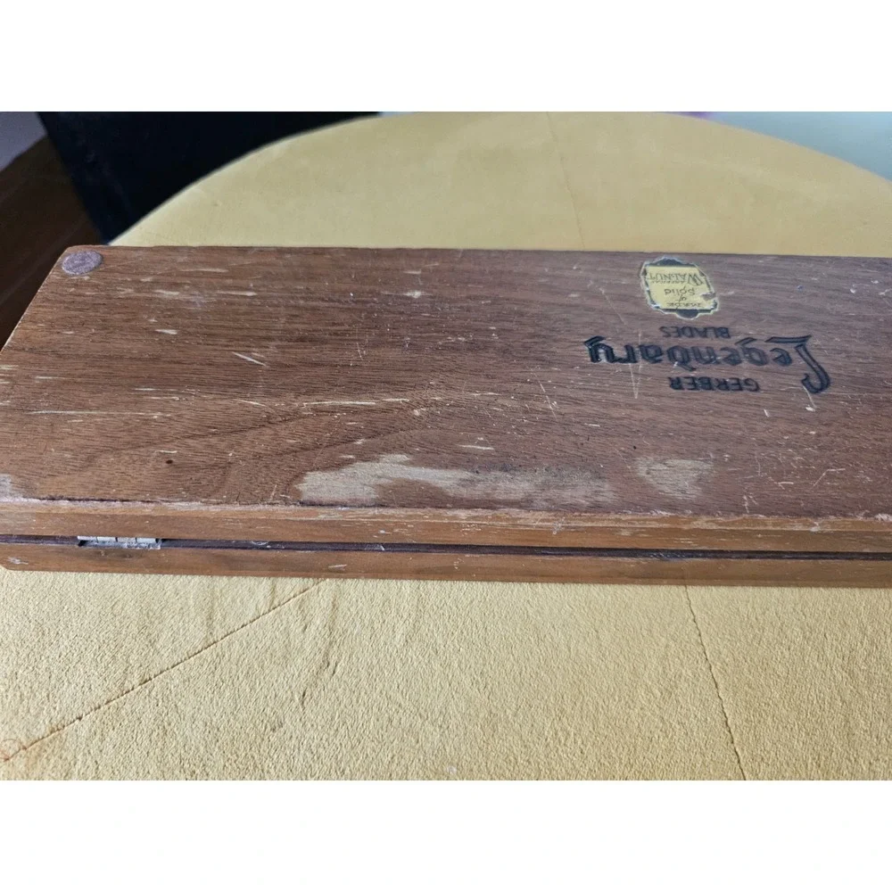Gerber Miming Blades Steak Knife Set Vintage Solid Walnut Case 9 Piece MCM